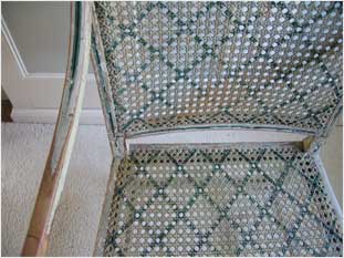 Close
up of beautiful old French chair after it's reseating work